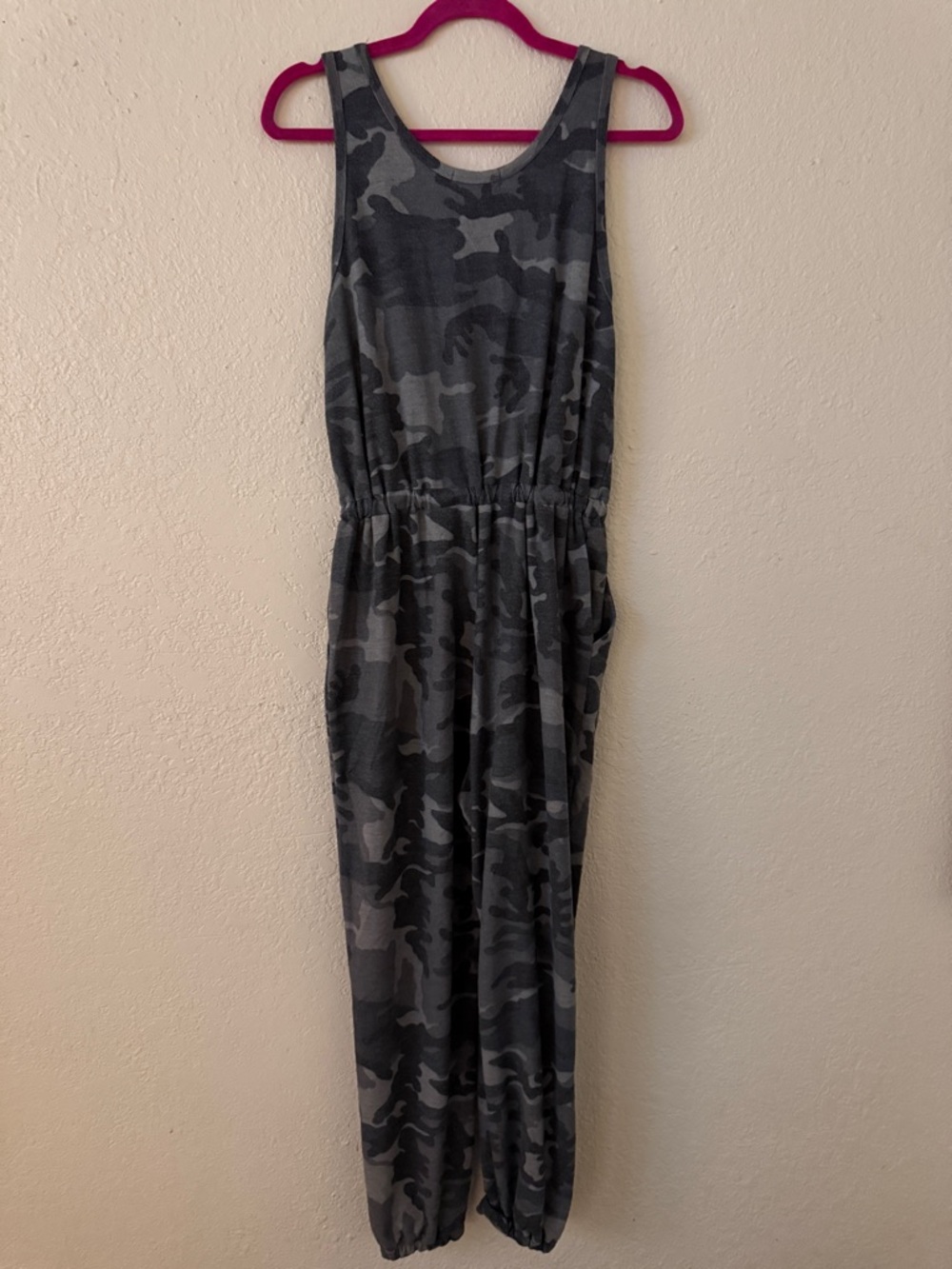 Gray Camo Sleeveless Jumpsuit